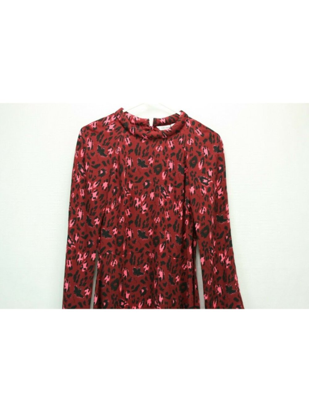 & Other Stories Womens  sz 4 Dress Long sleeve Button up $85 Red Leopard print - Picture 3 of 7